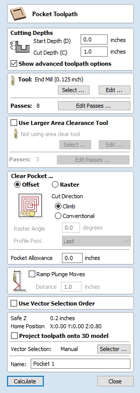 Pocketing Toolpath Form